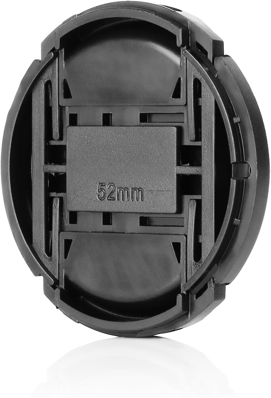 52mm Pinch (52mm)- 4 Pack Camera Lens Cap Center with Lens Cap Leash Hole Bundle Compatible with Nikon Sony Canon DSLR