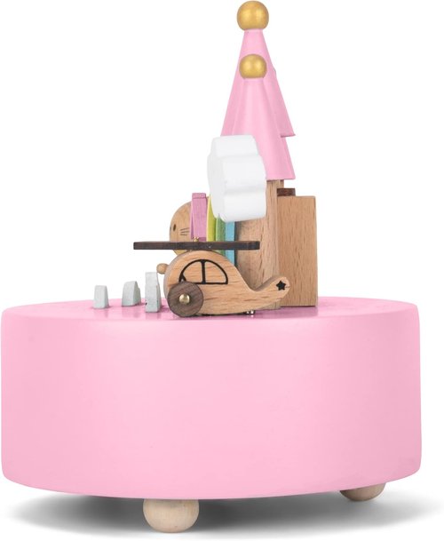 Cottage Garden Music Box - Rainbow Castle Design | Natural Wood, 5-Inch, Plays Brahm's Lullaby