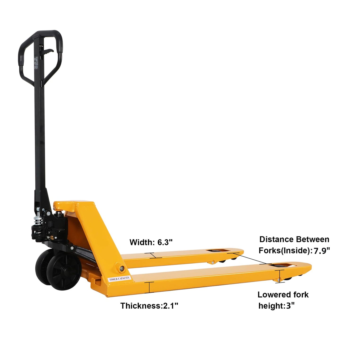 Aequanta Manual Pallet Jack Industrial Hand Pallet Truck 48" Lx21'' W Forks 5500Lbs Capacity
