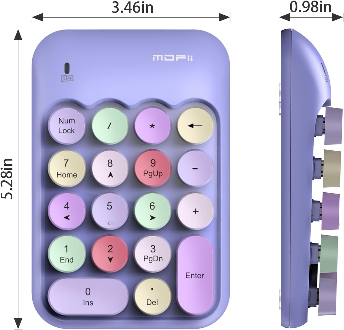 MOFII 18 2.4 10-Key Accounting Cute Colorful Wireless Number Pad - Keys, Portable GHz with Stable Wireless