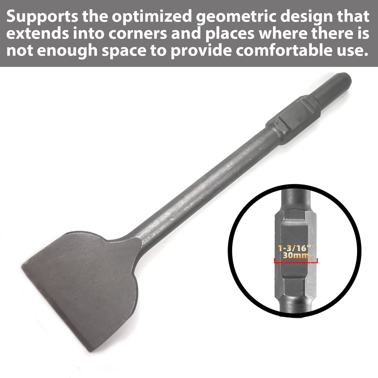 JACKCHEN 4 Inch Wide Tile & Removing Tile and Stone Chisel for hex.30mm Demolition Jack Hammers, 16 Inch Long, Alloy Steel Construction, 4" x 16" Chisel Bit for Demolition Concrete Breaker
