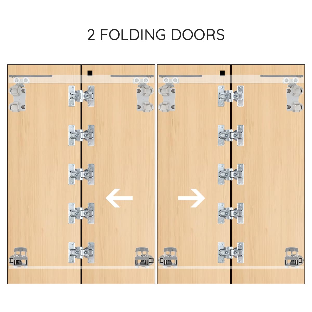 Free Sliding Bifold Door Hardware with Track，36”Bi-fold Closet Door Hardware Smoothly and Quietly，2 Set for 4 Door(Door Not Included)