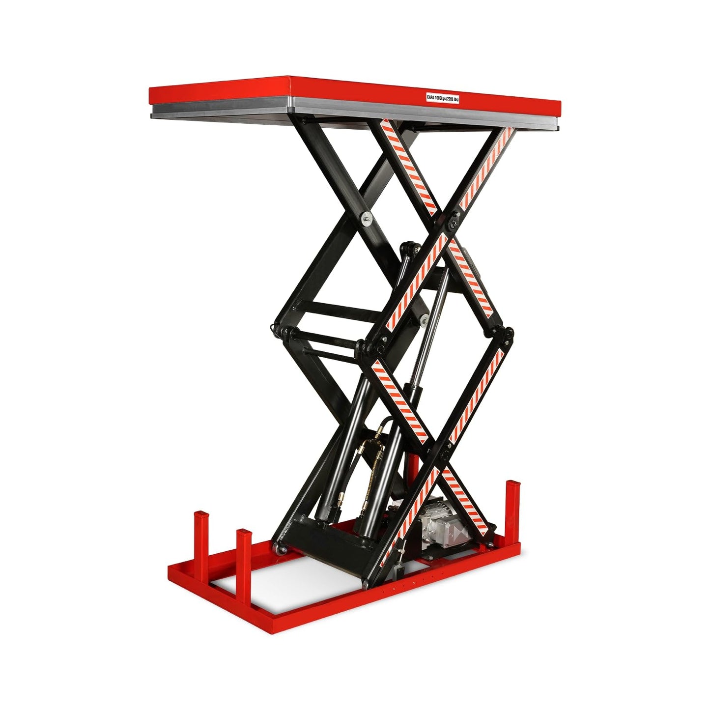 Mechmaxx 2200 lbs Capacity Stationary Electric Hydraulic Double Scissor Lift Table – 63" x 39.4" Platform, 70.1" Lift Height, UL Certified Motor, UL Certified Motor,Model ELTD22