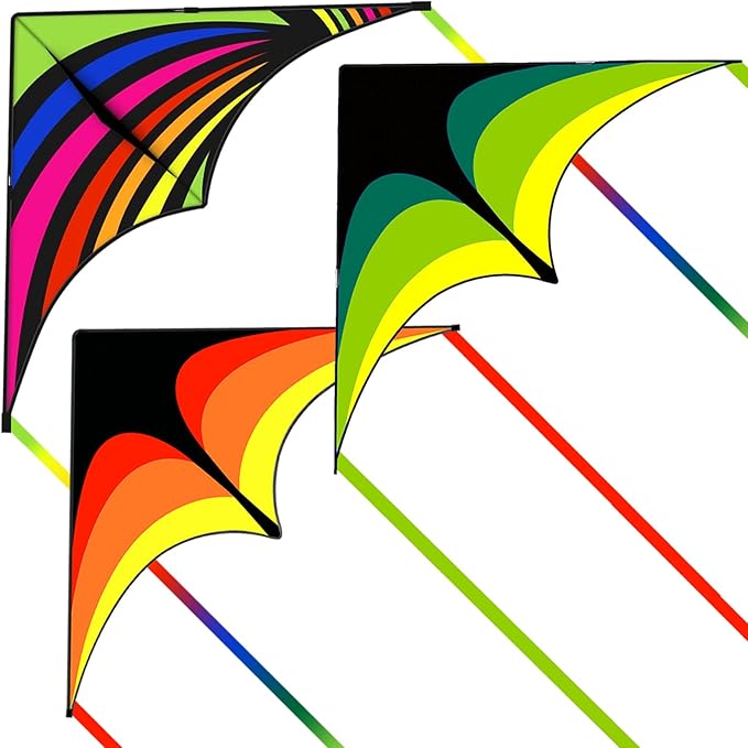 Delta Kite for Kids and Adults, Easy to Fly, Nylon Fabric with String Handle, Outdoor Beach Park Activities