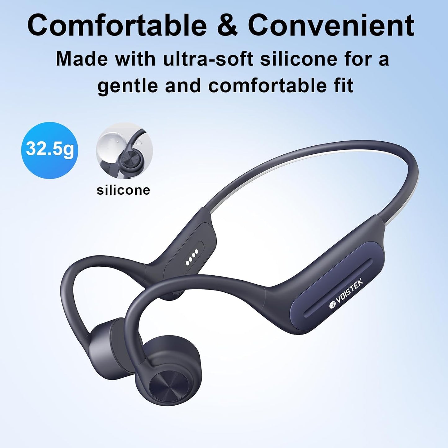 5.3 32GB MP3 IP68 8H Headset Swimming, Voistek Bone Conduction Headphones, Bluetooth with Player, Waterproof Vibrating