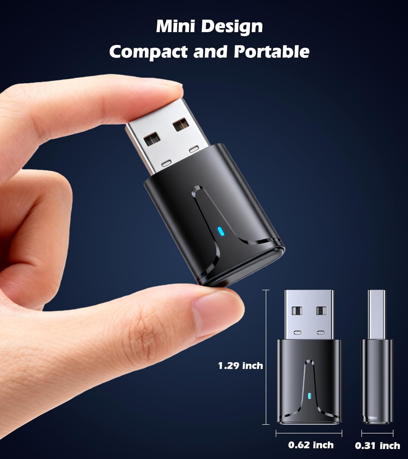 KAIY 5.3 11/10/8.1 USB Bluetooth Adapter for PC, Long Range Bluetooth Dongle Receiver for Desktop & Laptop, Plug & Play