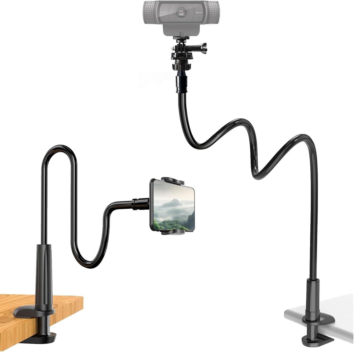 Khazylorr C922 C930e C920S C920 C615 C960 C920x 4K N60 Webcam Stand for Desk, Flexible Gooseneck Webcam Mount Holder