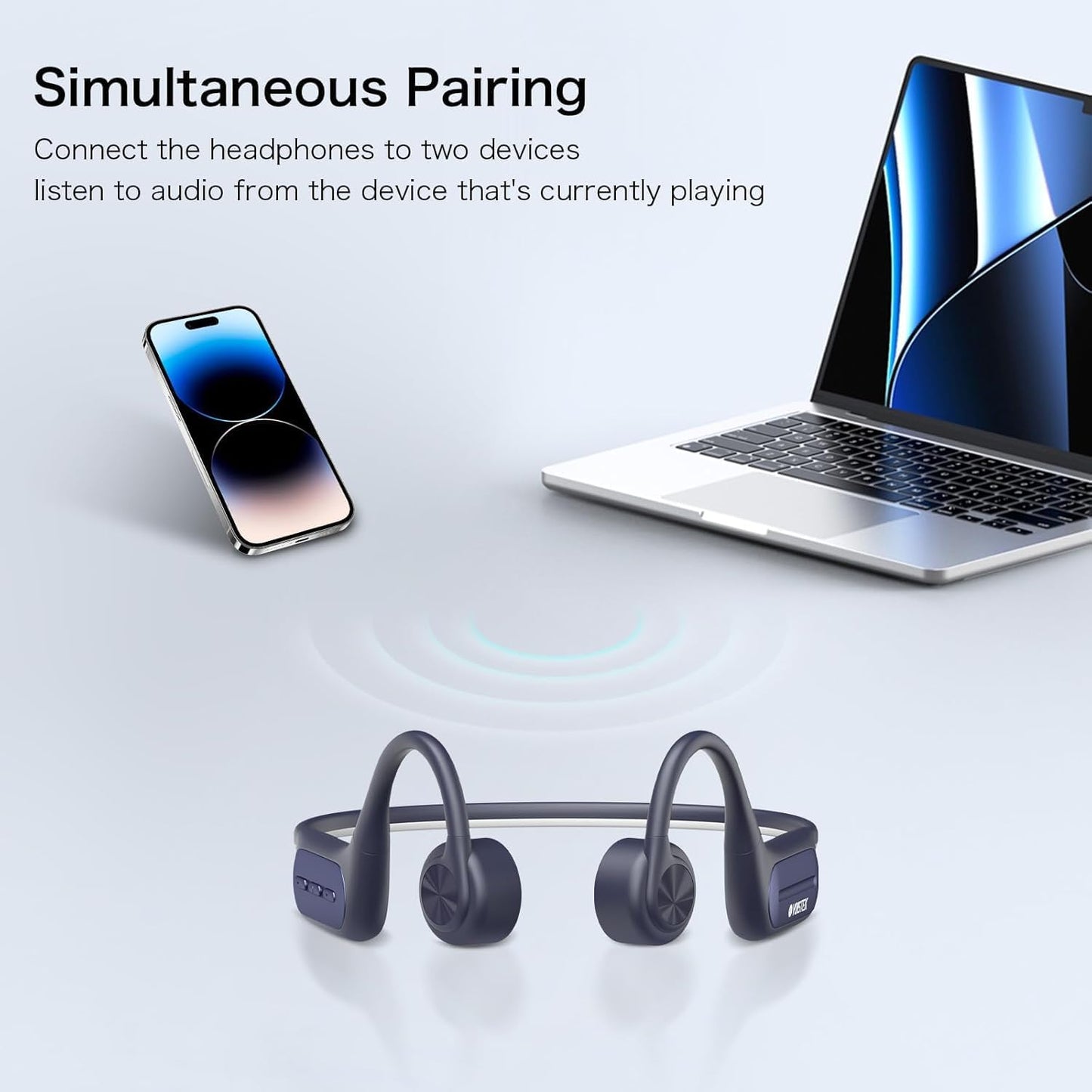 5.3 32GB MP3 IP68 8H Headset Swimming, Voistek Bone Conduction Headphones, Bluetooth with Player, Waterproof Vibrating