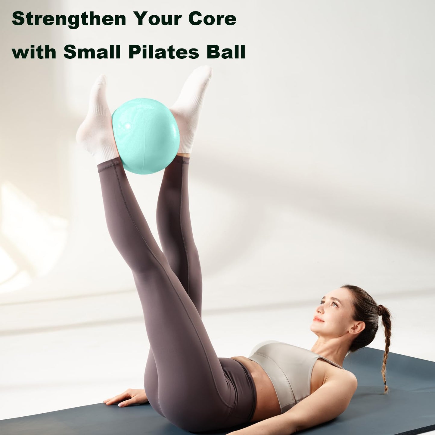 RYTMAT Small Pilates Ball 9.8 Inch Slip Resistant Exercise Ball for Home Gym Yoga, Fitness, Physical Therapy, Stretching & Core Strength Workout - Green