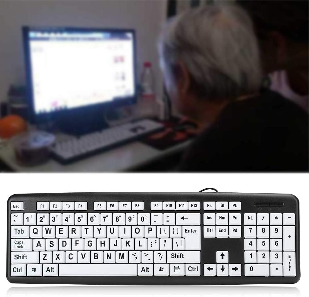 Kafuty-1 Large Print Computer Keyboard Wired Large Letter Key Keyboard USB Low Vision Keyboard with Oversized Print