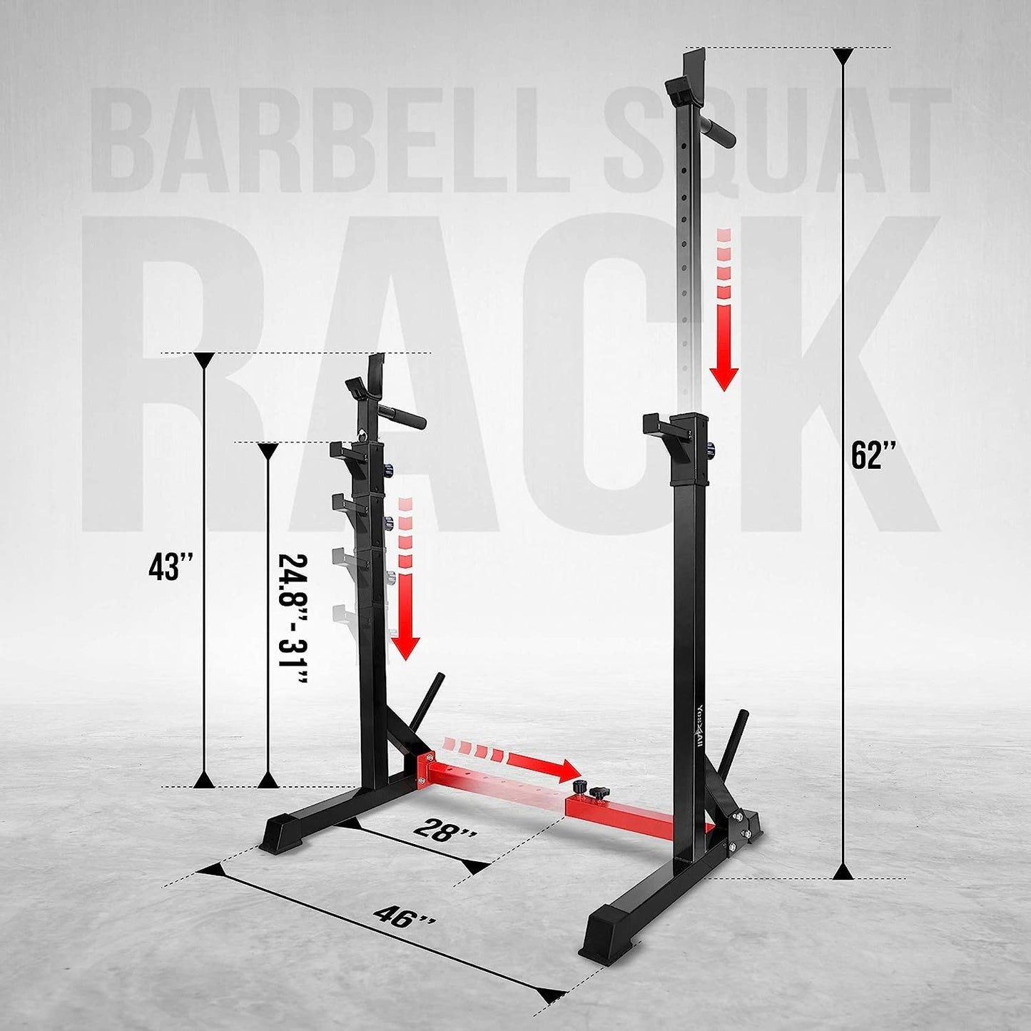 Yes4All Adjustable Barbell Rack, Multi-Function Squat Rack, Weight Lifting Home Gym, Dip Bar Station, Bench Press Rack Stand, Weight Plate Storage, Capacity Up to 550LBS