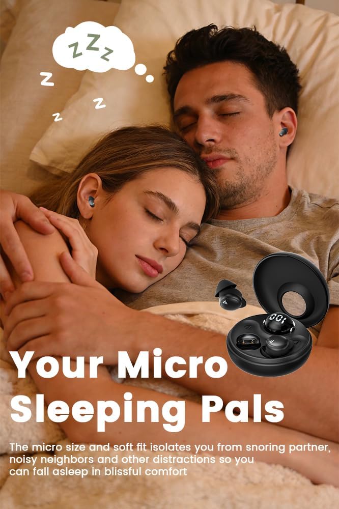 CuiSuto Sleep Earbuds for Side Sleepers Wireless Bluetooth Headphones Mini Invisible Earplugs Small Design Comfortable