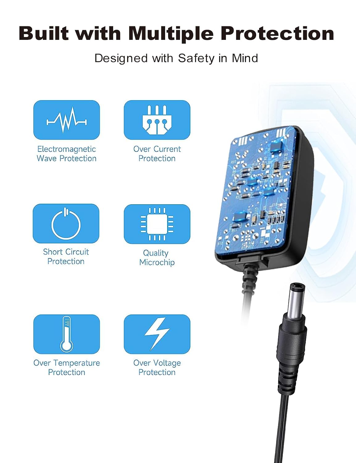 LONNKY 12V 2A 1 4 DC Security Camera Power Adapter Combine with to Power Splitter for CCTV Security Camera System