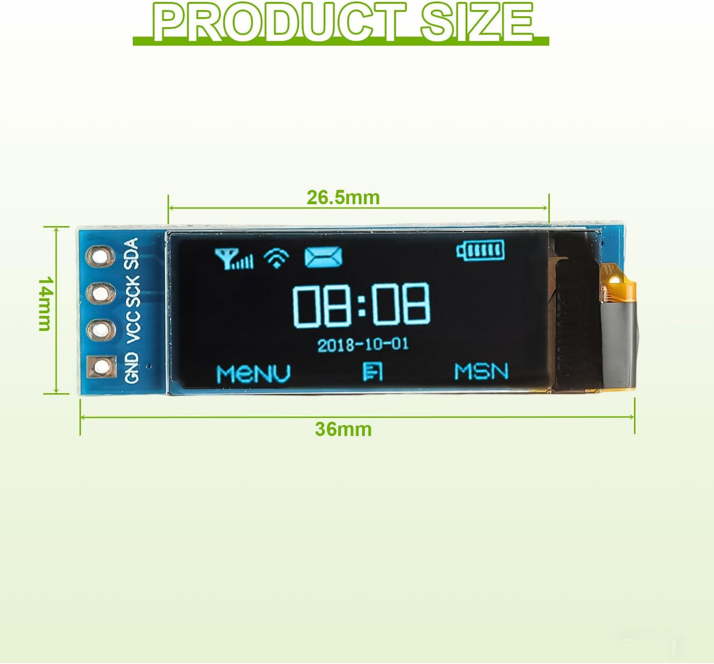 EPLZON 5 Pack 0.91 inch 128x32 OLED IIC Display Module Pixel Mini Self-Luminous Display Screen Board for Arduino