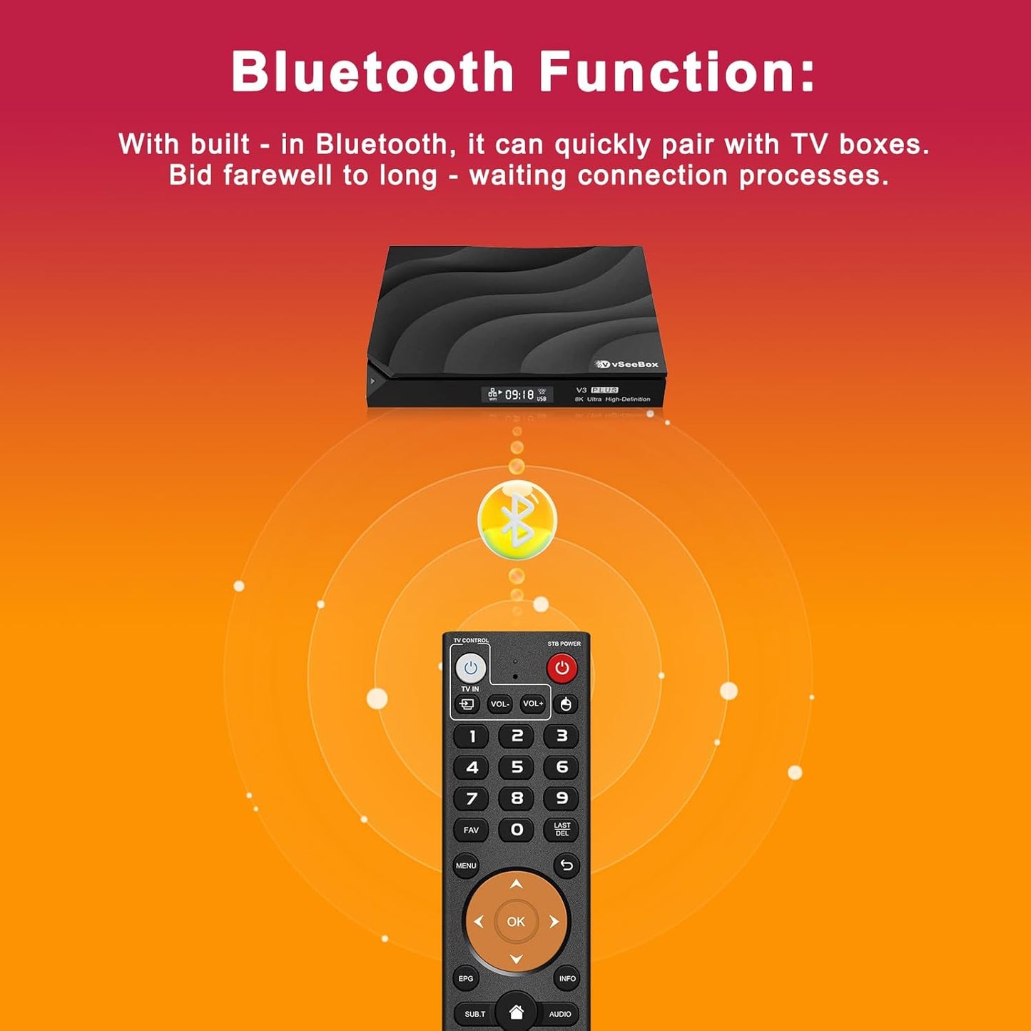 Rytuqo V3 Plus/Pro Voice Remote Control Compatible for vSeeBoxReplacement Learning Bluetooth Remote Control