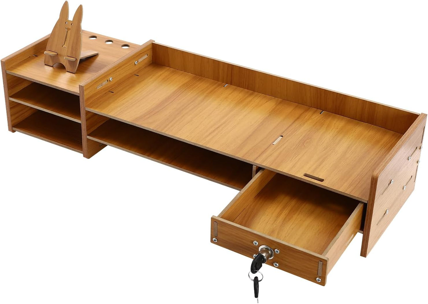 QUSKLISU (02) Computer Monitor Stand, Computer Rack with Drawers, Two top Platforms Desk Organizer Monitor Stand