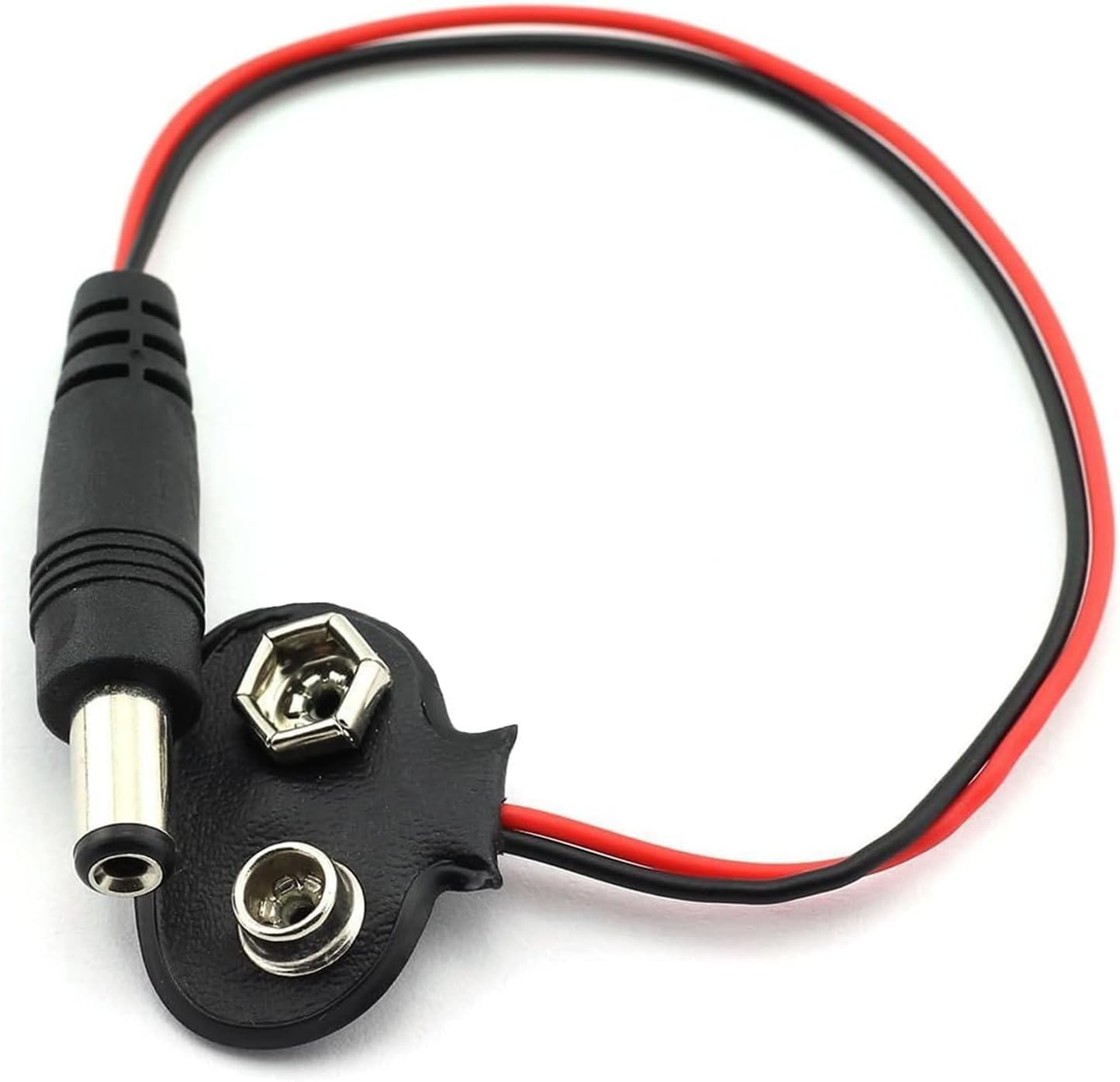California JOS 2 Pack 9V 9 2.1mm 5.5mm Battery Clip V Battery Connector with X Male DC Plug for Arduino Electronics