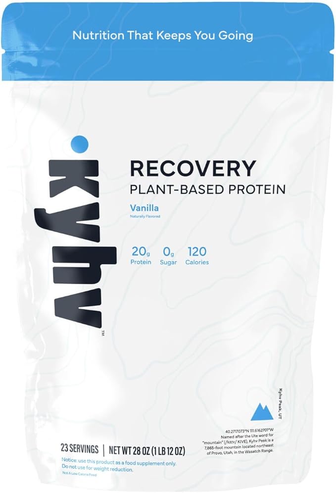 Recovery Plant Based Protein Powder, Vanilla Flavor - 20g Complete Vegan Protein, 0g Sugar, 120 Calories, Supports Muscle Recovery & Strength, Dairy Free, Gluten Free, 28 oz Bag
