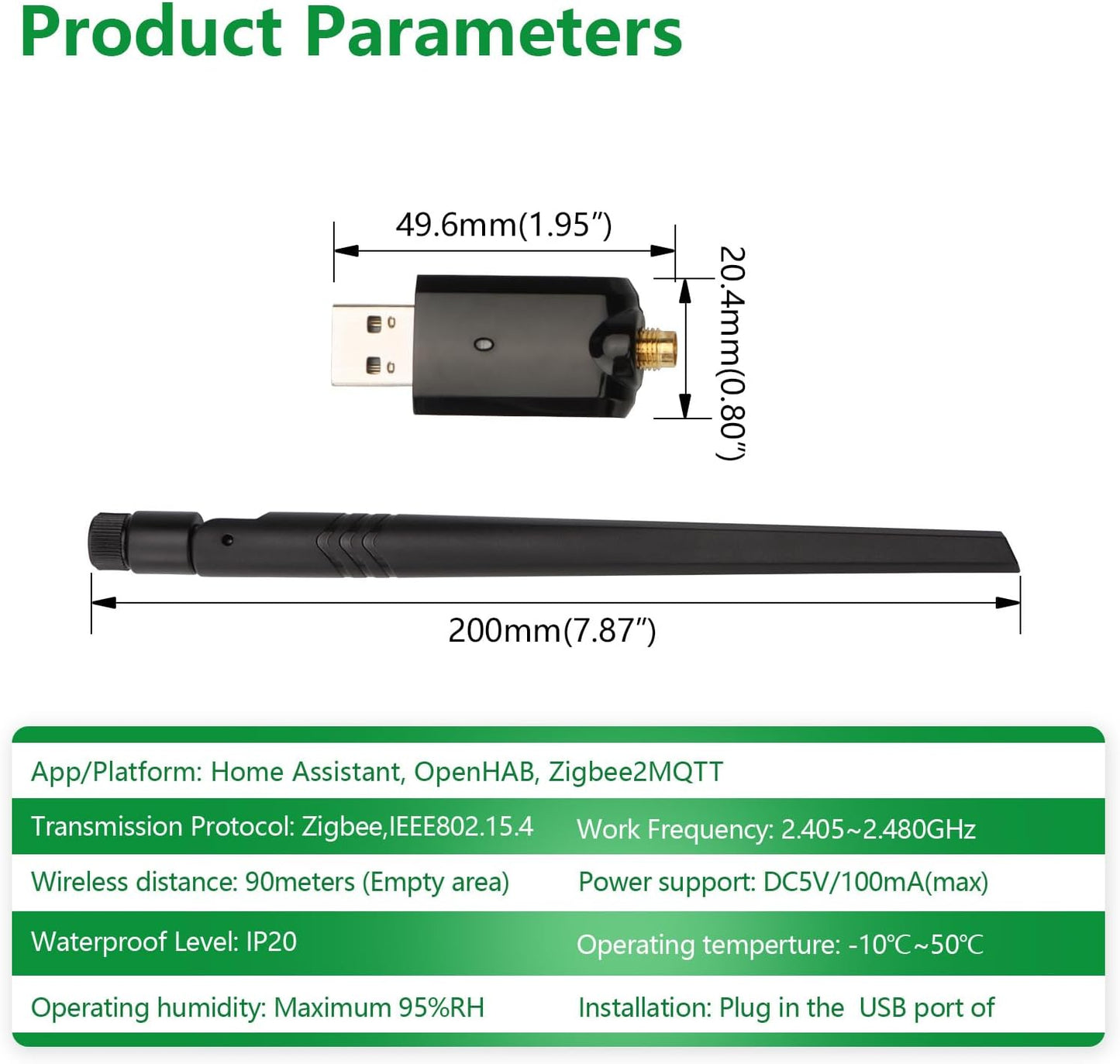 WENGART 3.0 U0335, Zigbee2MQTT, USB Zigbee Dongle Gateway Universal Zigbee Coordinator for Home Assistant, openHAB