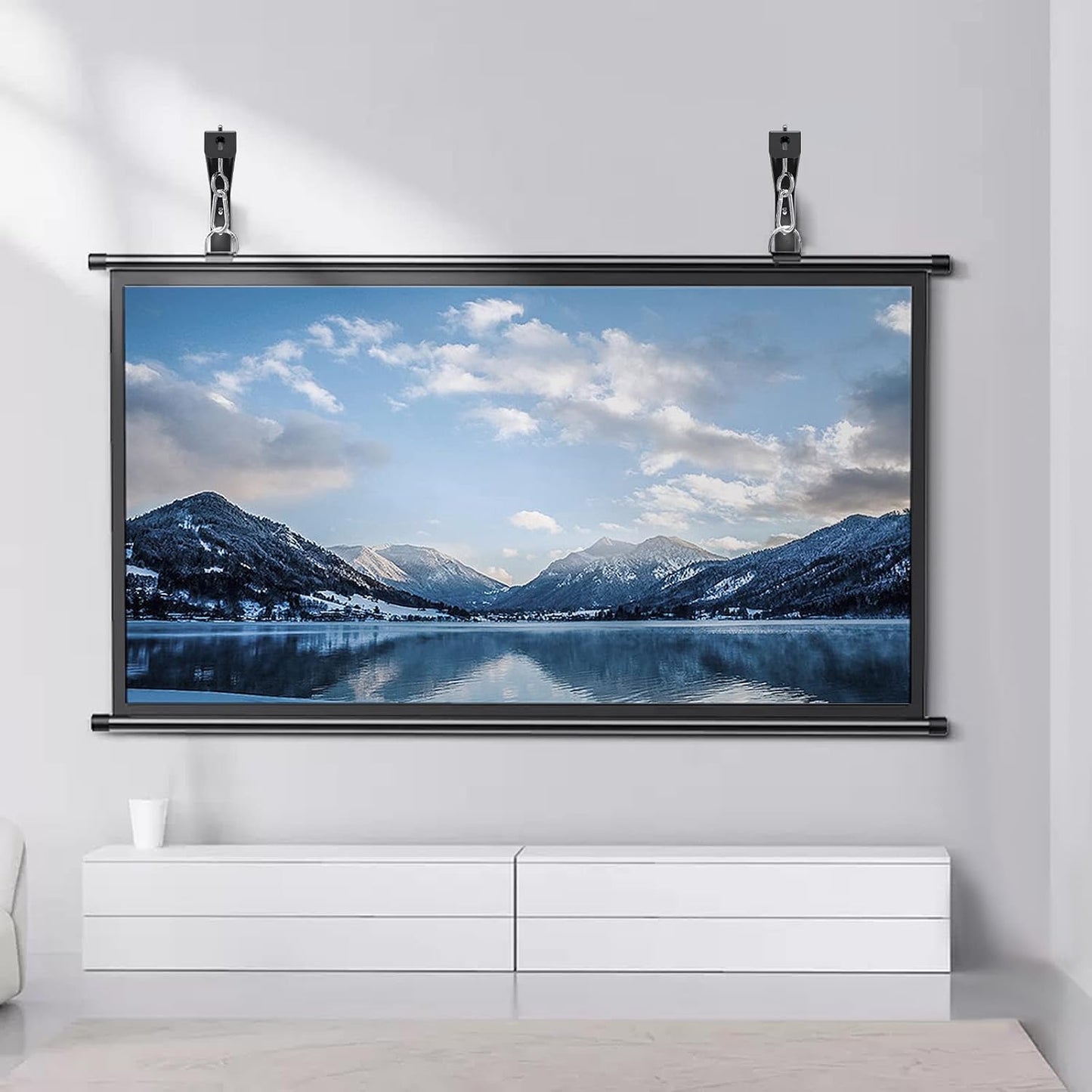 suptek 12 inch 80 lbs, PRL002B, (1 Universal Projector Screen Wall Mount L-Brackets Wall Hanging Mount Adjustable