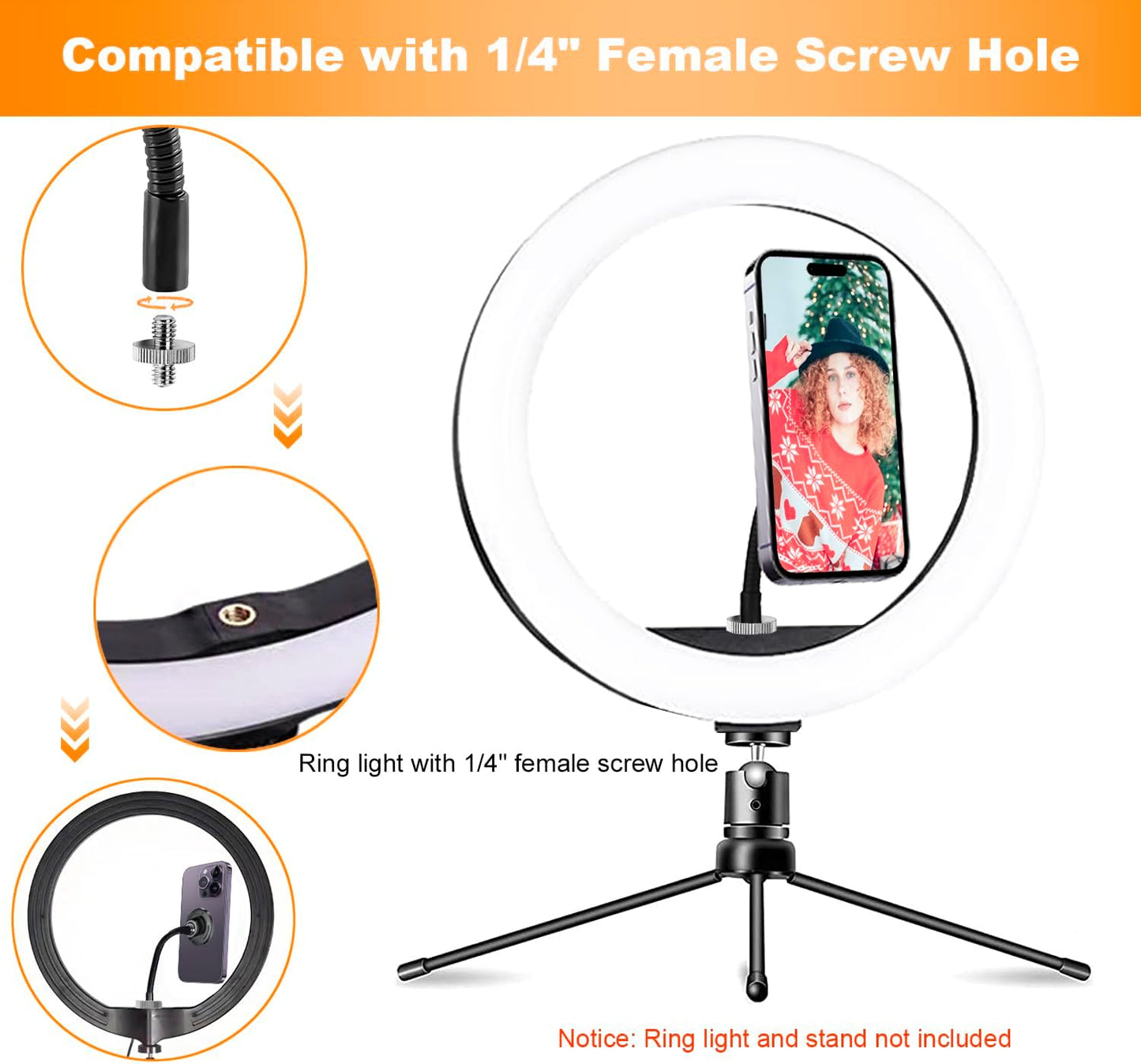 16 15 14 13 12 Ring Light Phone Holder Attachment, Strong Magnetic Phone Holder for Ring Light and Tripod Stand