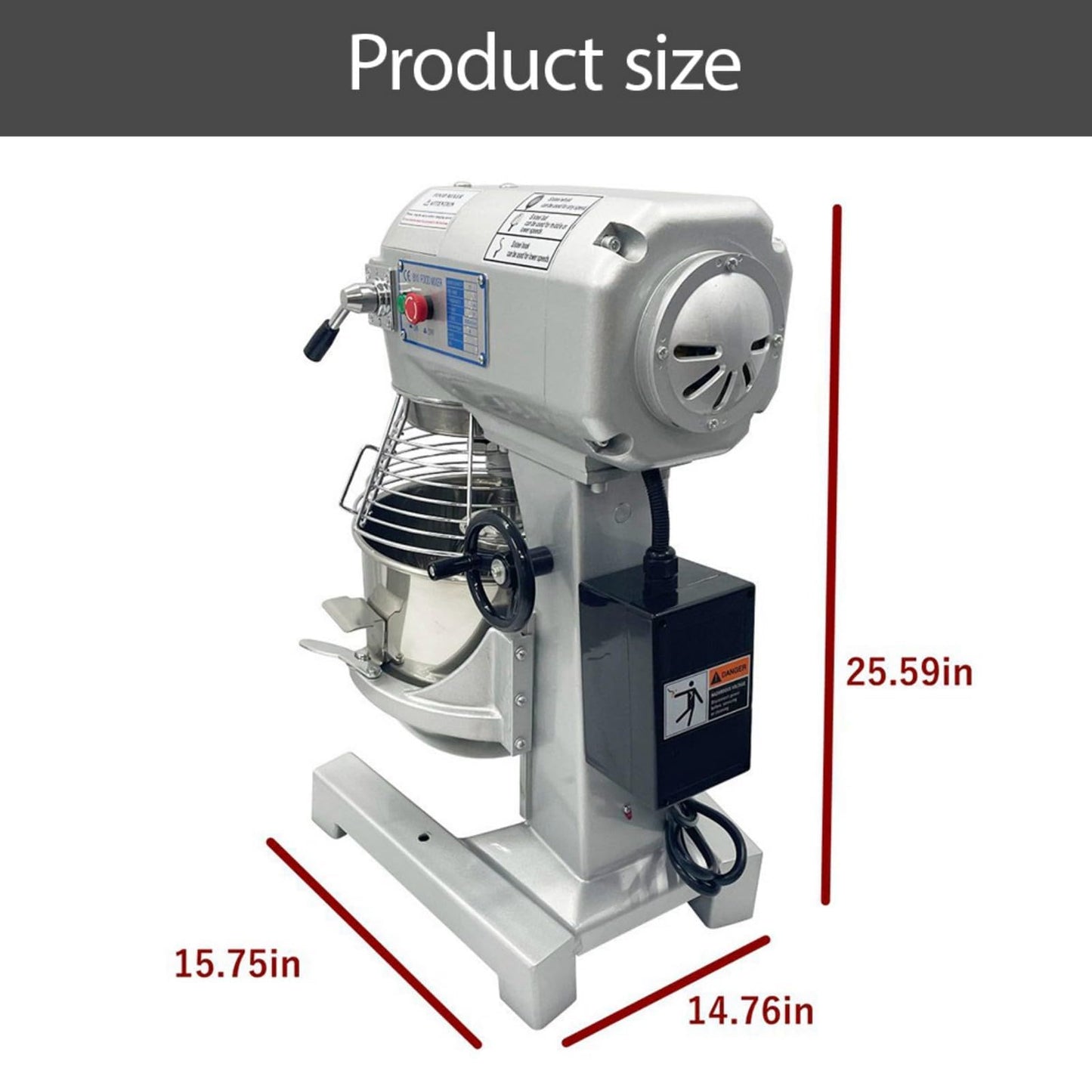 BEILOCKERY 10L Commercial Dough Mixer, 450W Food Stand Mixer, 3-Speeds Adjustable 110V Dough Blender Machine with 3 Mixing Tools for Kitchen