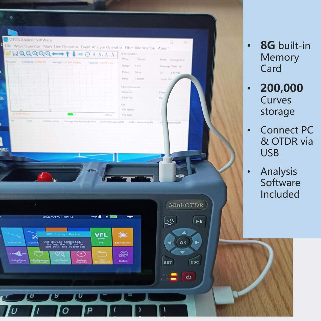 QIIRUN Portable OTDR Fiber Optic Tester 1310/1550nm 26/24dB - Easy-to-Use Optical Time Domain Reflectometer, 4.3" Touchscreen Handheld Fiber Tester with VFL OPM OLS, Complete Kit for Field Testing