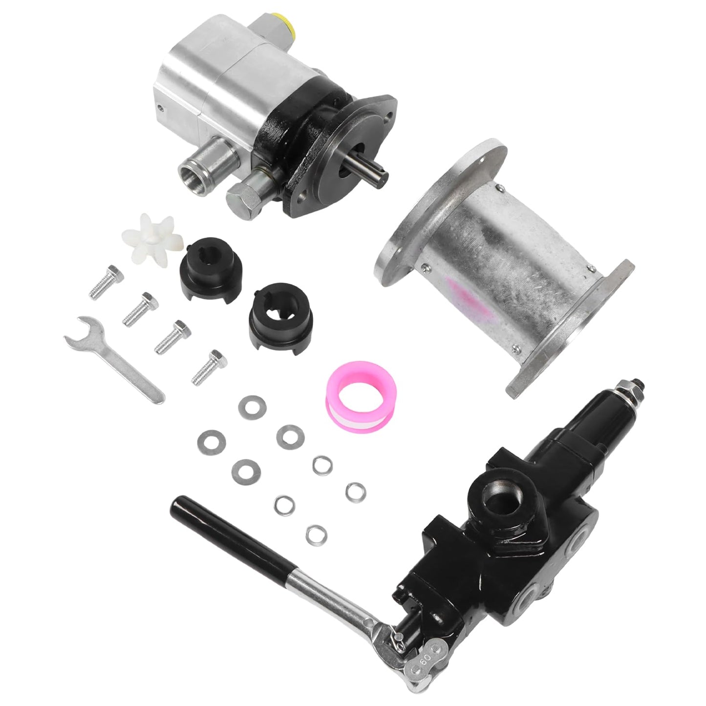 PumpShark Hydraulic Wood Log Splitter Pump Kit, 22 GPM, 2 Stage, 4000 PSI, Aluminum Gear Pump, 3600 RPM, with Directional Control Valve, Coupling, Installation Base, 3/4" NPT Outlet