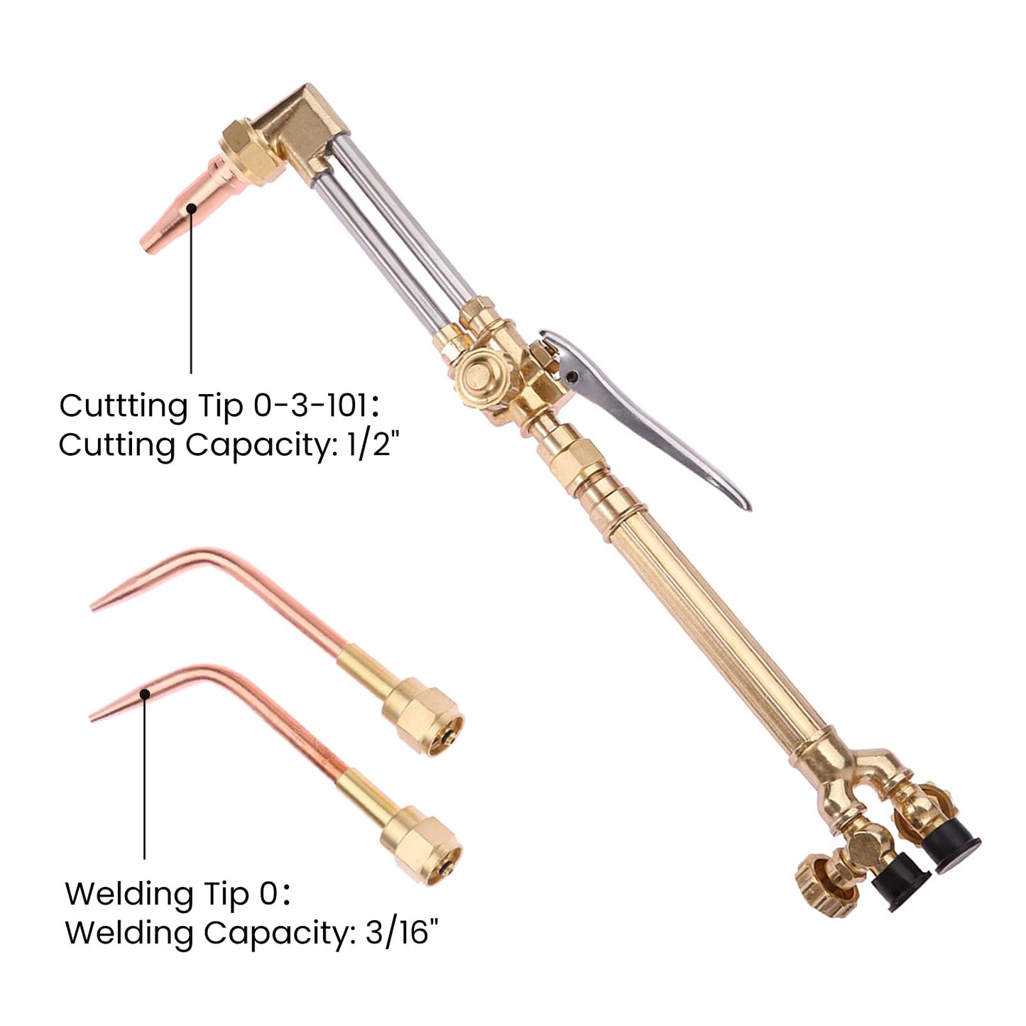 curfair Oxy Acetylene Torch Kit, Torch Set with Cutting Torches, Oxygen Acetylene Cutting Brazing Welding Torch Kit with Oxy Acetylene Tanks, Regulators & Hoses A