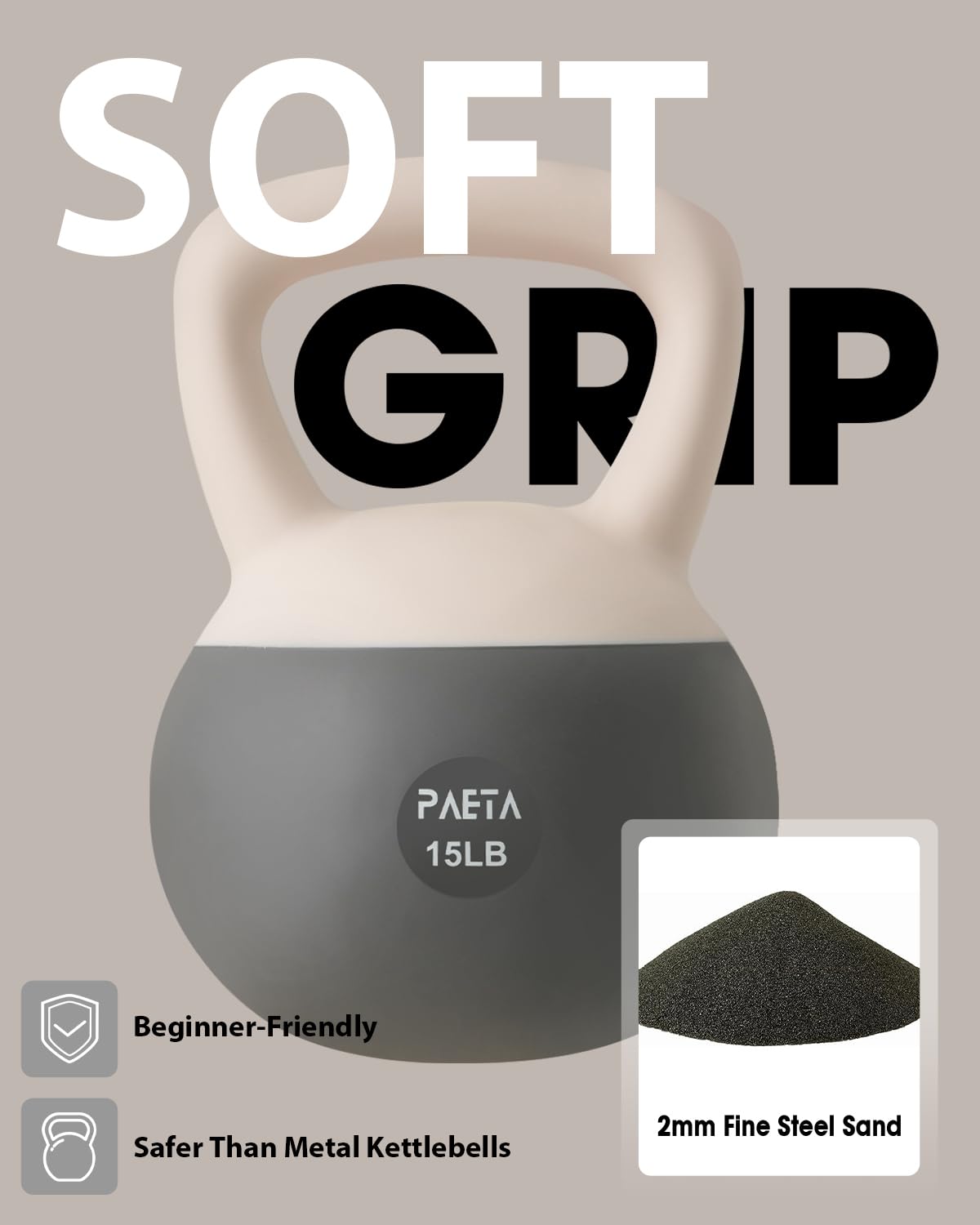 PAETA Soft Kettlebell for Home Gym – Anti-Slip Grip & Wide Handle Design, Soft-Sided Cushioned Base Kettlebell, Soft Kettlebell set for Strength Training - Ideal for Men, Women, 45lbs