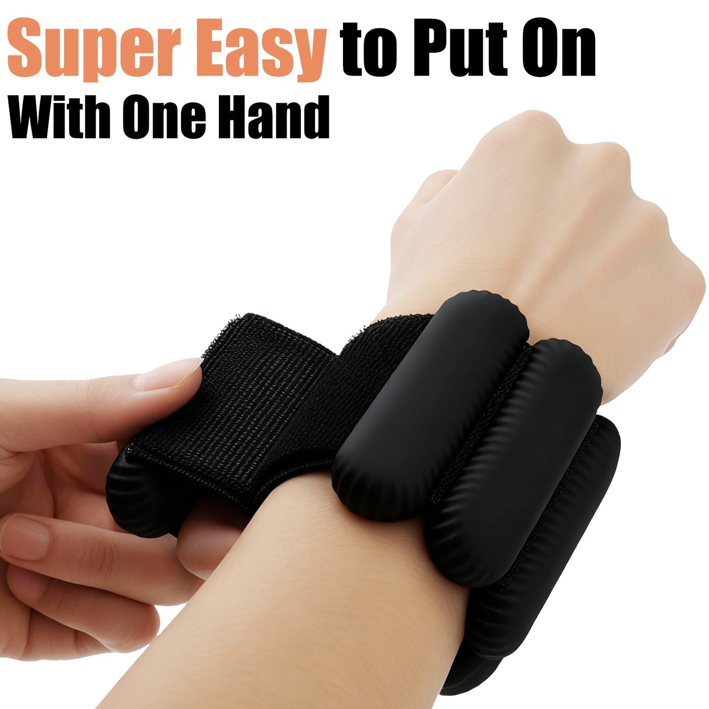 Wrist Weights, Silicone Adjustable Ankle Weights for Women Men - Strengthen Arms and Legs Ideal for for Home Gym Workout, Running, Yoga, Pilates, Barre, Exercise, Strength Training (Natural Black, 4 lbs Pair (2 lb Each))