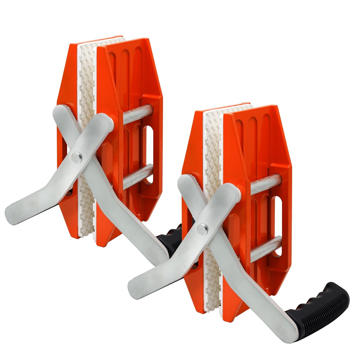 SDRTOP 2 PACK Granite Carrying Clamps with White Rubber-lined, Double Handed Stone Panel Carry Lifter Tools, Heavy Duty lifting clamps for Marble, Glass, Slabs and Plywood