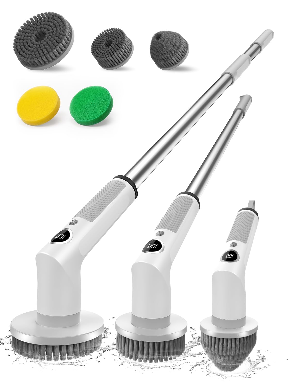 Electric Spin Scrubber, 2026 Electric Scrubber for Cleaning 4000mAh 2 Speed Shower Scrubber with Adjustable Handle IPX7 Waterproof Long Runtime Scrub Brush with 5 Heads for Bathroom Kitchen Tub
