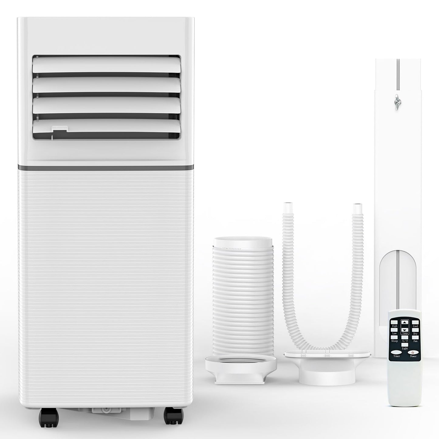 Electactic 10,000 BTU Portable Air Conditioner, 4-in-1 AC Cooler Dehumidifier Fan with LED Display, Remote Control, Quiet, Sleep Mode, 360° Casters, Window Kit for Room Office Apartment