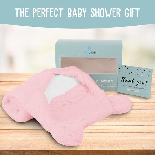 BlueMello Baby Swaddle Blanket - Ultra-Soft Plush for Infants 0-6 Months | Pink Receiving Wrap | Ideal Gift for Newborns