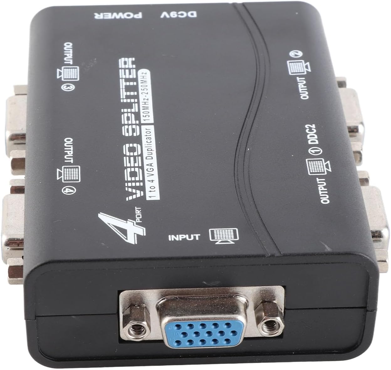 Wisoqu 4 1 4 250Mhz 1920x1440 VGA Splitter Amplifier Box, Port Powered in Out Video Distribution Duplicator, HD Video