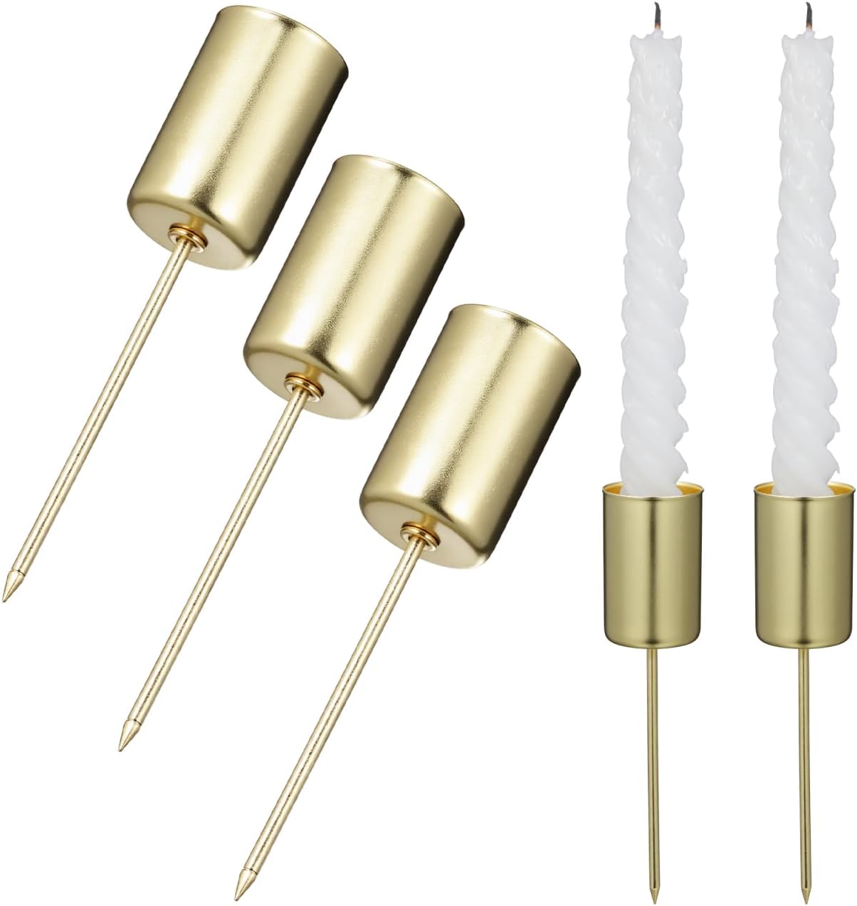Skiennix Christmas Taper Candle Holders - Elegant Gold Liners for Pillar & Tealight Candles | 5 Pcs Set