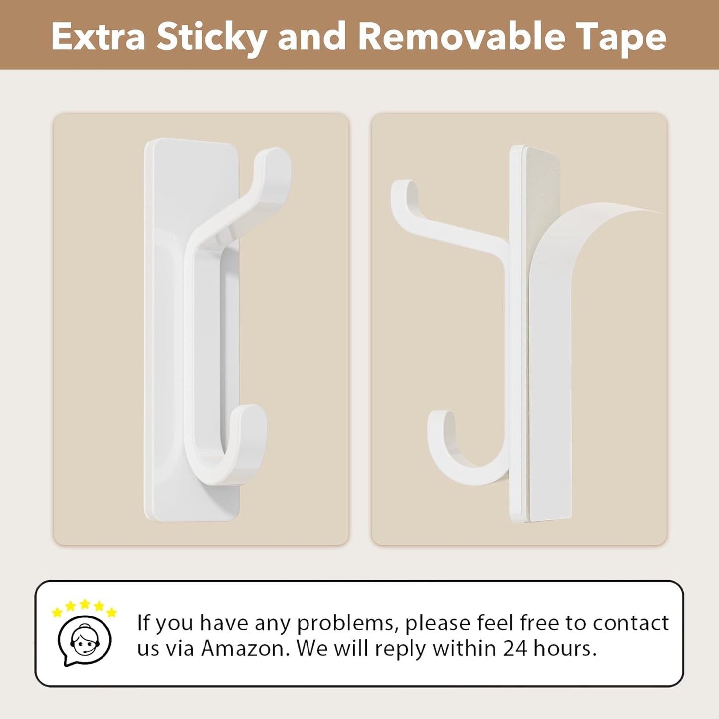 Pickpiff Wall Hooks - 13LB Strong Adhesive Coat & Towel Hangers | White 4-Pack for Easy Organization