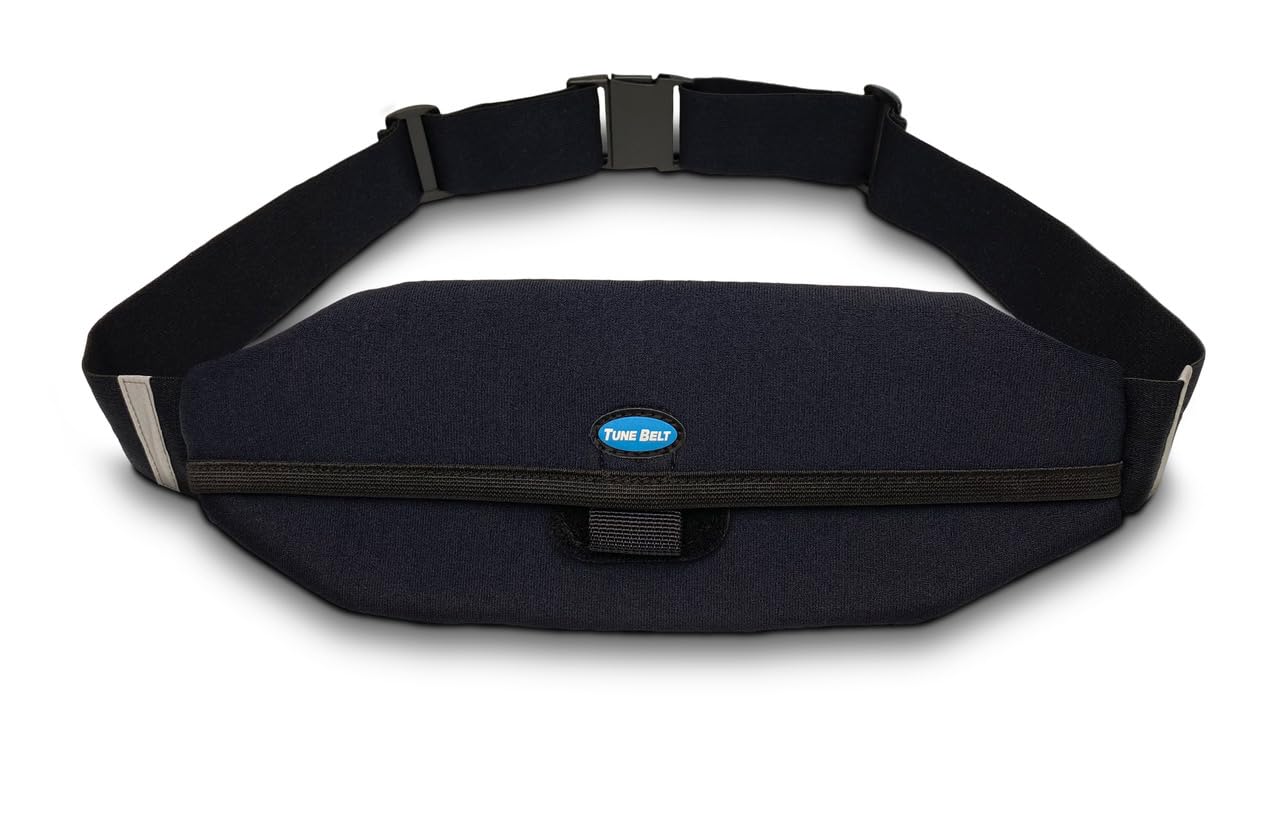 Tune Belt SP2 Running Belt, Slim Waist Pack Holder with Secure Zip Pocket, Sweatproof Storage, Non-Chafing, Fits Large Phones, Easy Access, Money Belt for Men & Women