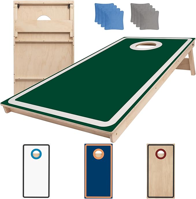 Cornhole Board Set - No Bounce,Regulation Size 4x2 ft,Made of 1/2" Pine Plywood,UV Printing Includes 8 Bean Bags and 2 Cornhole Boards,Perfect for Outdoor Games and Gatherings