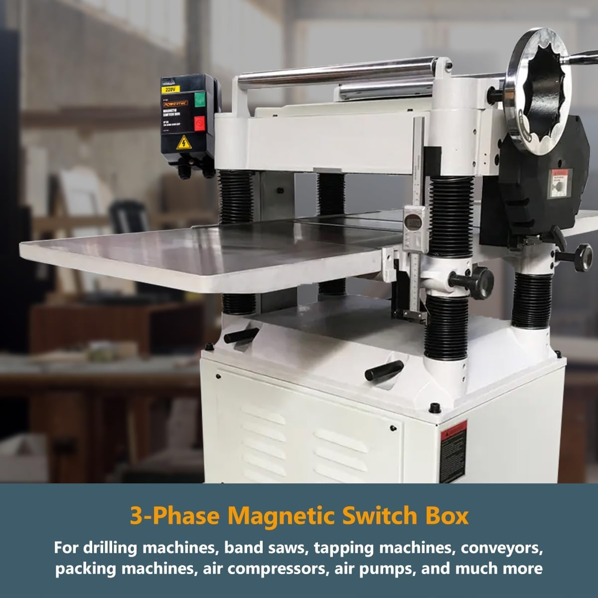 POWERTEC 230V 3-Phase Magnetic Switch Box, 11 Amps, 3P Switch, UL Approved. Includes 4-Wire Motor/Load and Power/Line Cords. Fits DeWalt,Table Saw,Industrial Planer,Unisaw,Woodworking Shaper (71739)