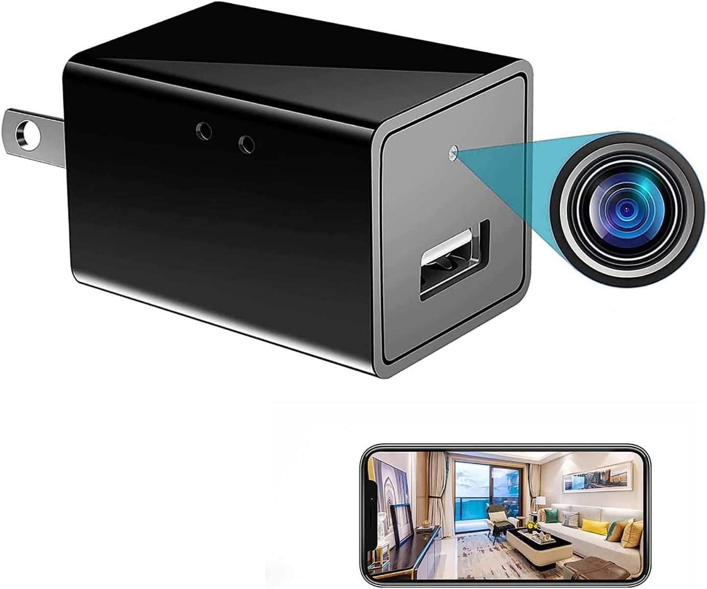 USHJNV 1080P Wireless Spy Smart Small USB Charger WiFi Camera Indoor Hidden Security Camera Baby Monitor Surveillance