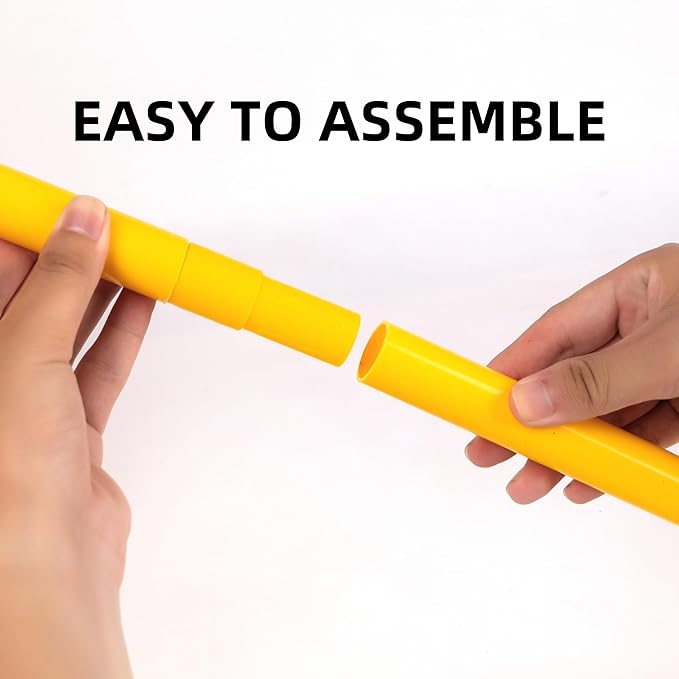 6 Pcs 5FT Adjustable Agility Training Poles for Soccer,Basketball,Football,Dog,Horse Training-Speed and Agility Training Equipment Sports Training Sticks with Stainless Steel Ground Nails