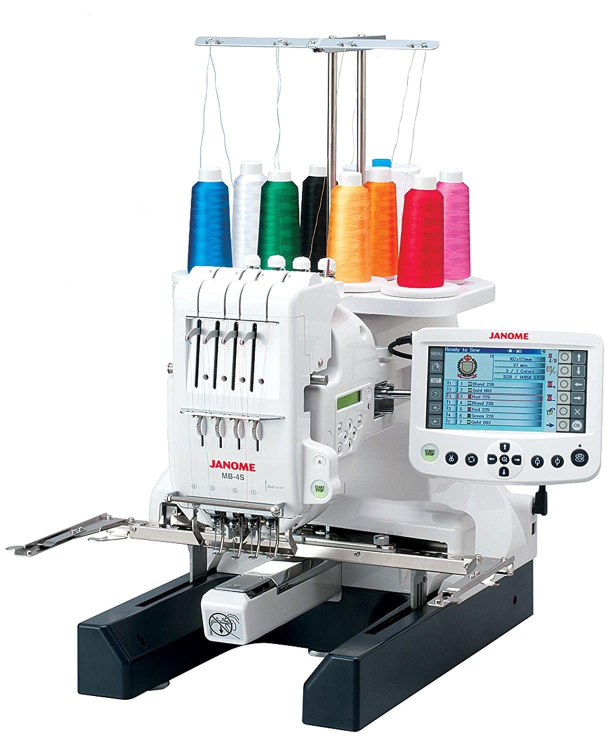 Janome Embroidery Machines - MB45 Heavy Duty Computerized Embroidering and Quilting Machine for Beginners to Experts, Multi Needle Embroidery Machine with 5.7" Remote Computer Screen for Stitching