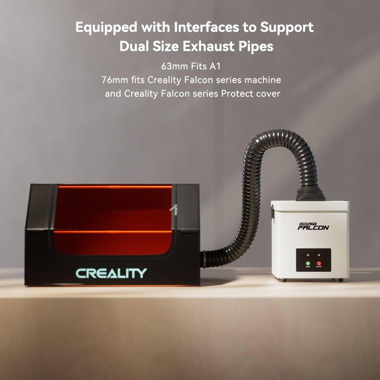 Creality Falcon Desktop Smoke Purifier for Falcon A1 Engraver, 2-Layer Filtration with 99.97% Purification, 68dB Quiet, 3-Speed Adjustable Fume Extractor