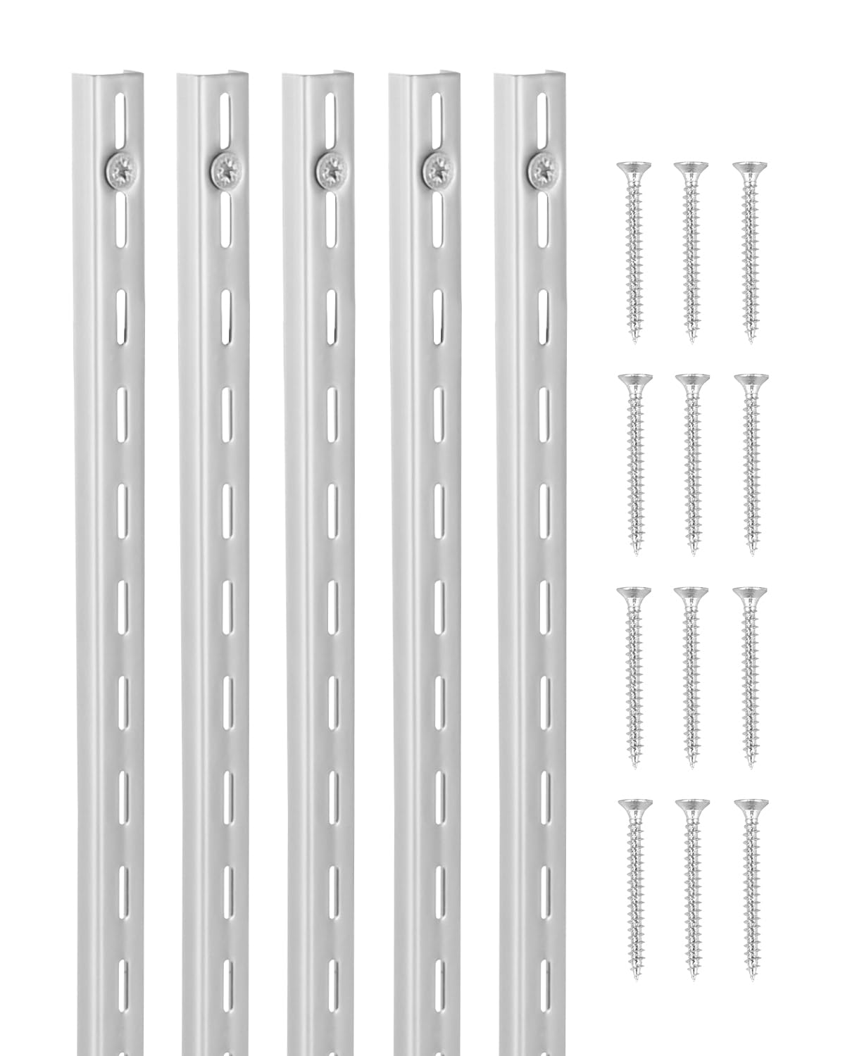 VEVOR Shelf Pilaster, 39-inch 10 Pack, Upright Wall Shelving System, Heavy Duty Support System Single Slot Shelf Rails, 40 Screws Included, Suitable for Cabinet Closet Organization Storage, Silver