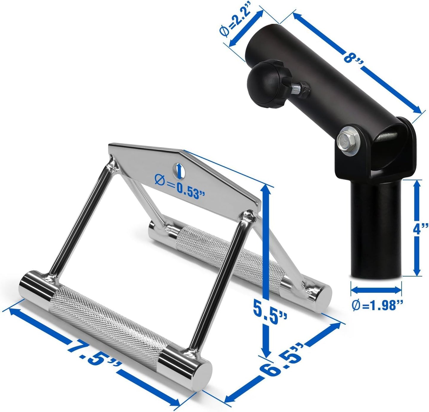 Yes4All Landmine Attachment for 1" & 2" Barbells with Weight Plate Holder, 360 Swivel & Heavy Duty Steel Construction for T-Bar Rows, Presses & Storage, 8"x4" Pivot Sleeve & Double D Handle Combo