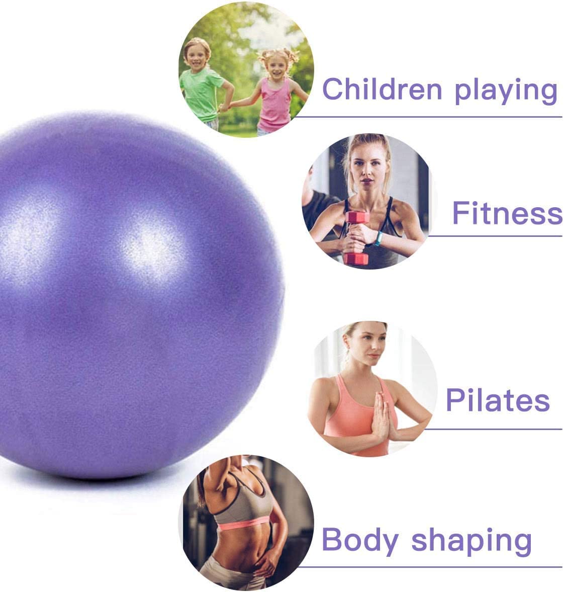sailupxinyuan Mini Pilates 6 inch Exercise Ball for Yoga,Small Pilates Core Training and Physical Therapy, Improves Balance Home & Gym & Office with Pump(Pink)