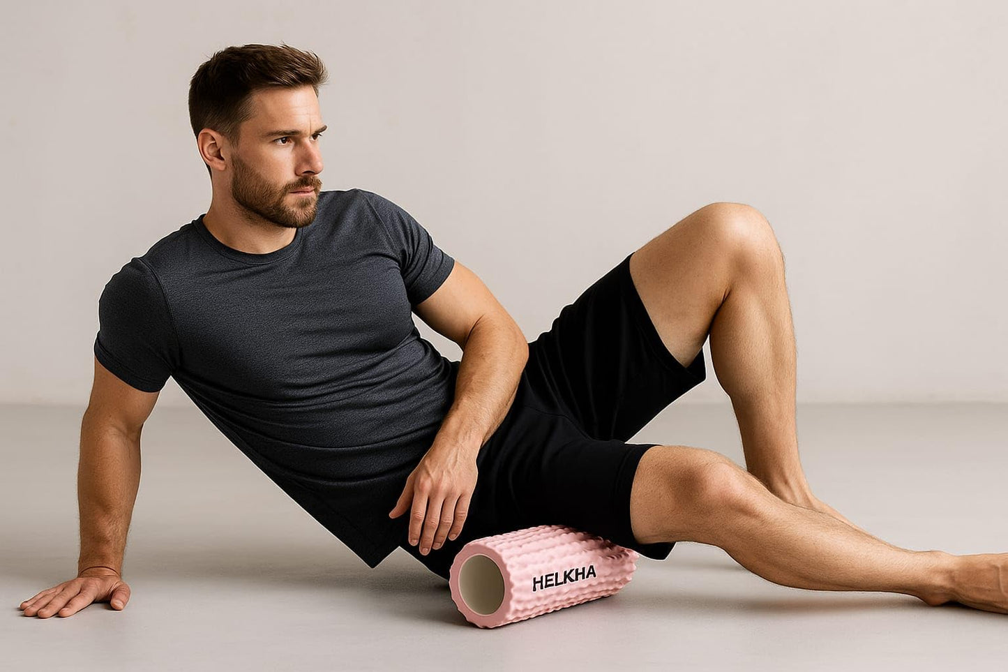 HELKHA Pink Foam Roller-Medium Soft Density Muscle for Muscle Recovery, Yoga, Pilates & Physical Therapy