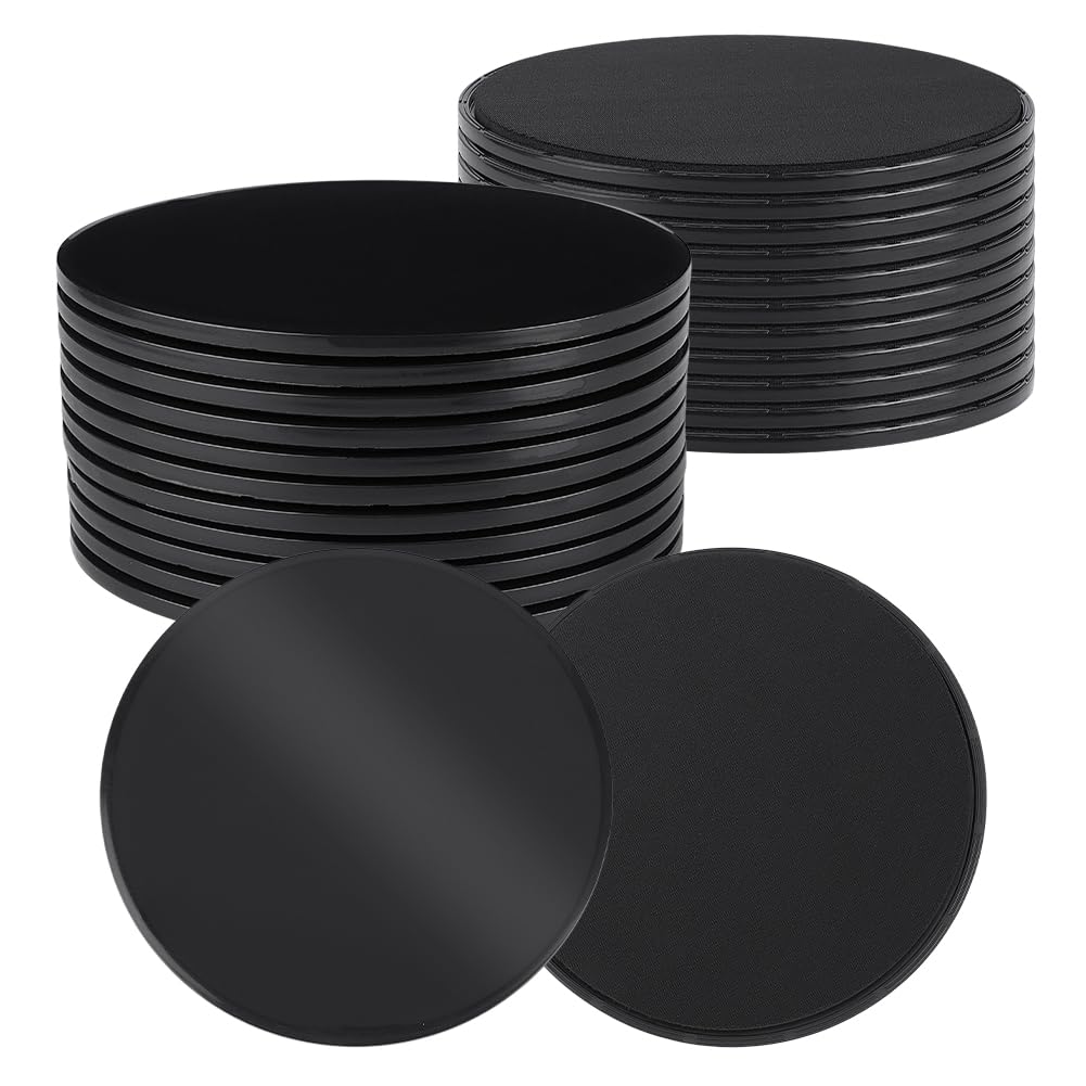 UNICRAFTALE 24Pcs Core Sliders for Working Out Dual Sided Exercise Sliders Fitness Discs Black Gliding Discs for Core Workout Group Training Classes Fitness Pilates 17.5cm Diameter
